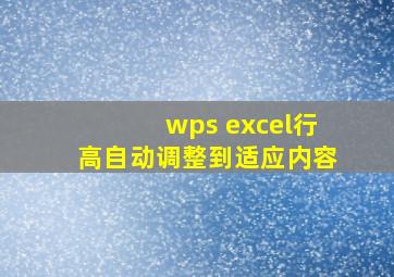 wps excel行高自动调整到适应内容